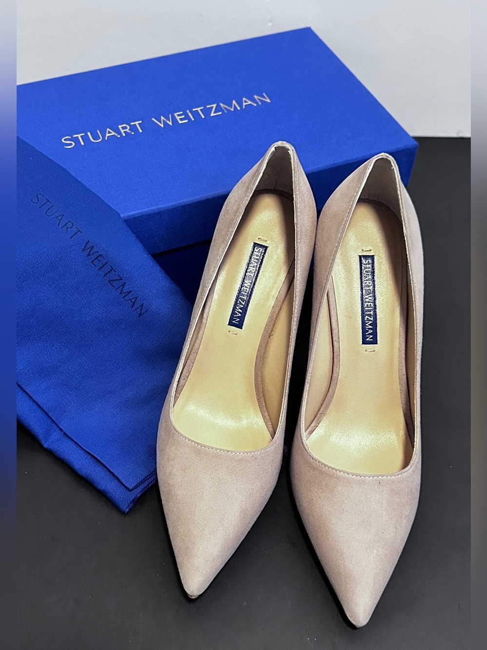 Stuart Weitzman Leigh Blush Suede Pumps